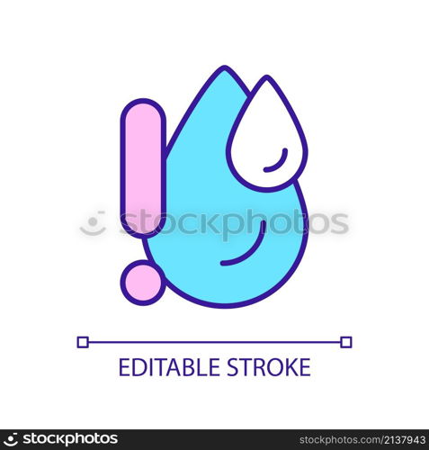 Prevent skin overhydration RGB color icon. Skincare routine mistake. Beauty and healthcare. Isolated vector illustration. Simple filled line drawing. Editable stroke. Arial font used. Prevent skin overhydration RGB color icon