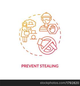 Prevent stealing red concept icon. Security cameras for human behavior monitoring. Protection from shoplifters abstract idea thin line illustration. Vector isolated outline color drawing. Prevent stealing red concept icon