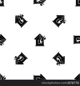 Preventing fire pattern repeat seamless in black color for any design. Vector geometric illustration. Preventing fire pattern seamless black