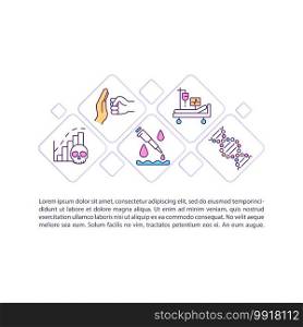 Preventing resistant bacteria spread concept icon with text. Antibacterial drugs degradation. PPT page vector template. Brochure, magazine, booklet design element with linear illustrations. Preventing resistant bacteria spread concept icon with text