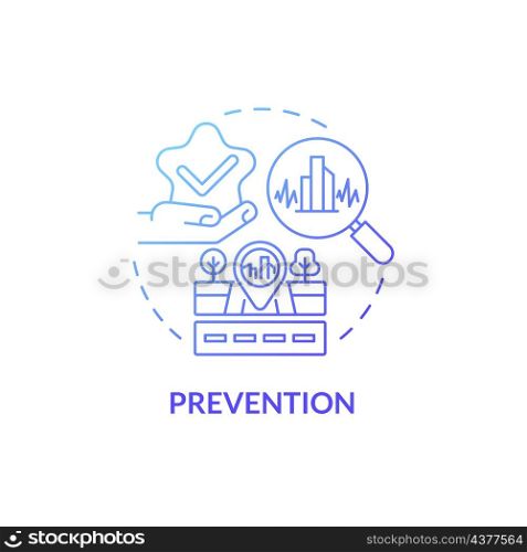Prevention blue gradient concept icon. Seismic activity regulation in structures and systems abstract idea thin line illustration. Isolated outline drawing. Roboto-Medium, Myriad Pro-Bold fonts used. Prevention blue gradient concept icon