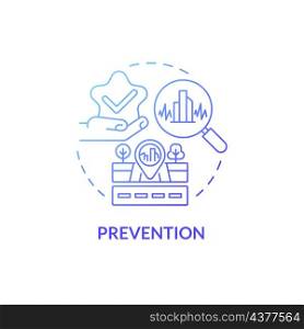 Prevention blue gradient concept icon. Seismic activity regulation in structures and systems abstract idea thin line illustration. Isolated outline drawing. Roboto-Medium, Myriad Pro-Bold fonts used. Prevention blue gradient concept icon