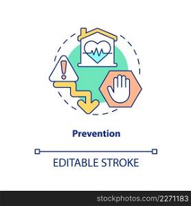 Prevention concept icon. Support patient condition. Palliative care stage abstract idea thin line illustration. Isolated outline drawing. Editable stroke. Arial, Myriad Pro-Bold fonts used. Prevention concept icon