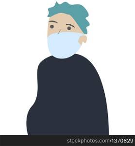 Prevention of coronavirus. Advice how stay safe: use mask, keep social distancing, stay home, wash hands and use tissues. Vector illustration of people wearing mask against covid 19 bacteria