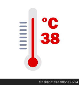 Prevention of Coronavirus Disease 2019 (COVID-19). High Temperature Icon. Flat Color Design. Vector Illustration.