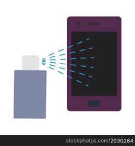 Prevention of Coronavirus Disease 2019 (COVID-19). Sanitizer Smartphone Icon. Flat Color Design. Vector Illustration.