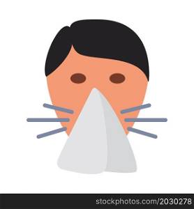 Prevention of Coronavirus Disease 2019 (COVID-19). Sneezing Nose Icon. Flat Color Design. Vector Illustration.