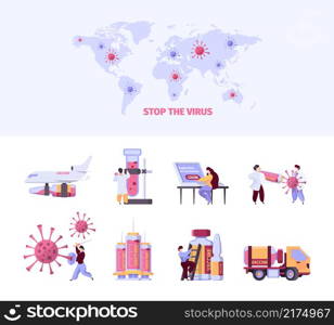 Prevention vaccine. Healthcare symbols liquid drugs from covid doctor making injection antibiotics garish vector flat characters. Illustration prevention vaccination, immunization pharmaceutical. Prevention vaccine. Healthcare symbols liquid drugs from covid doctor making injection antibiotics garish vector flat characters