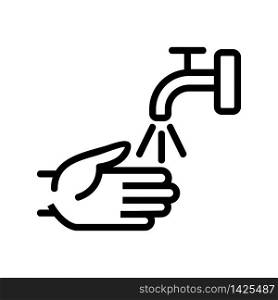 prevention wash hands under tap icon vector. prevention wash hands under tap sign. isolated contour symbol illustration. prevention wash hands under tap icon vector outline illustration