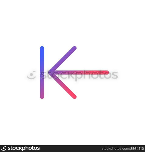Previous step pixel perfect gradient linear ui icon. Web browser. Digital program feature. Move backward. Line color user interface symbol. Modern style pictogram. Vector isolated outline illustration. Previous step pixel perfect gradient linear ui icon