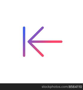 Previous step pixel perfect gradient linear ui icon. Web browser. Digital program feature. Move backward. Line color user interface symbol. Modern style pictogram. Vector isolated outline illustration. Previous step pixel perfect gradient linear ui icon