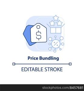 Price bundling light blue concept icon. Products and services. Type of discounts abstract idea thin line illustration. Isolated outline drawing. Editable stroke. Arial, Myriad Pro-Bold fonts used. Price bundling light blue concept icon