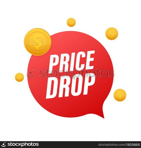 Price drop banner template design. Sale special offer. Vector stock illustration. Price drop banner template design. Sale special offer. Vector stock illustration.