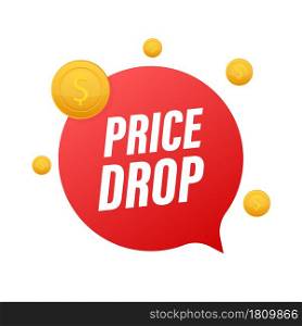 Price drop banner template design. Sale special offer. Vector stock illustration. Price drop banner template design. Sale special offer. Vector stock illustration.