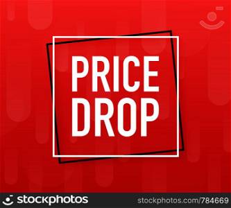Price drop web banner. Sale tag, Banner design template. Vector stock illustration.