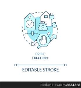 Price fixation turquoise concept icon. Carbon free economy. Advantage of h2 abstract idea thin line illustration. Isolated outline drawing. Editable stroke. Roboto-Medium, Myriad Pro-Bold fonts used. Price fixation turquoise concept icon