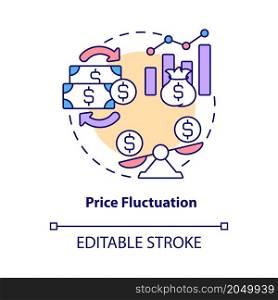 Price fluctuation concept icon. International stock prices changing abstract idea thin line illustration. Isolated outline drawing. Editable stroke. Roboto-Medium, Myriad Pro-Bold fonts used. Price fluctuation concept icon