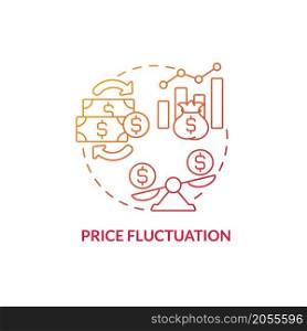 Price fluctuation red gradient concept icon. International stock prices changing abstract idea thin line illustration. Isolated outline drawing. Roboto-Medium, Myriad Pro-Bold fonts used. Price fluctuation red gradient concept icon