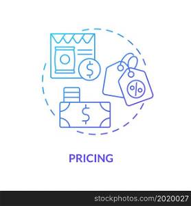 Price formation concept icon. Evaluate product cost. Marketing strategy. Customer attractive offer. Establish service value abstract idea thin line illustration. Vector isolated outline color drawing. Price formation concept icon