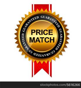 Price Match Guarantee Gold Label Sign Template Vector Illustration