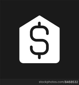 Price tag dark mode glyph ui icon. Product value. Consumerism. User interface design. White silhouette symbol on black space. Solid pictogram for web, mobile. Vector isolated illustration. Price tag dark mode glyph ui icon