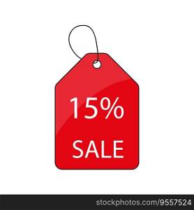 Price tag. Discount promotion. Sale 15 percent label. Vector illustration. EPS 10. Stock image.. Price tag. Discount promotion. Sale 15 percent label. Vector illustration. EPS 10.