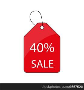Price tag. Discount promotion. Sale 40 percent label. Vector illustration. EPS 10. Stock image.. Price tag. Discount promotion. Sale 40 percent label. Vector illustration. EPS 10.