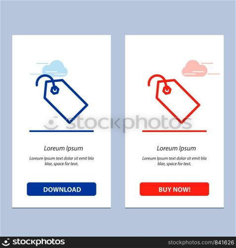Price, Tag, Label, Ticket Blue and Red Download and Buy Now web Widget Card Template