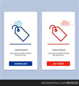 Price, Tag, Label, Ticket Blue and Red Download and Buy Now web Widget Card Template