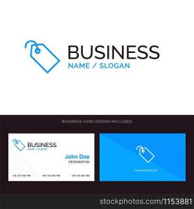 Price, Tag, Label, Ticket Blue Business logo and Business Card Template. Front and Back Design
