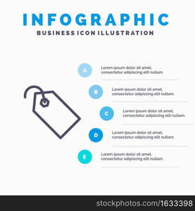 Price, Tag, Label, Ticket Line icon with 5 steps presentation infographics Background