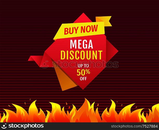 Price tag with special offer discount isolated vector banner. Exclusive products super sale premium quality promo poster with burning flame, fire sparkles. Price Tag Special Offer Discount Isolated Vector