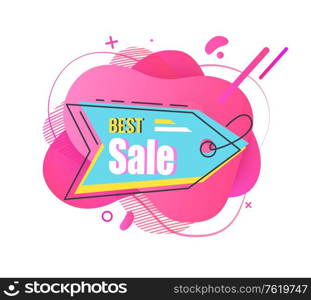 Price tag with text sample vector, sale and special offer from market, advertising of selling products and goods, stripe with discounts and proposals. Best Sale and Discounts Banner with Price Tag