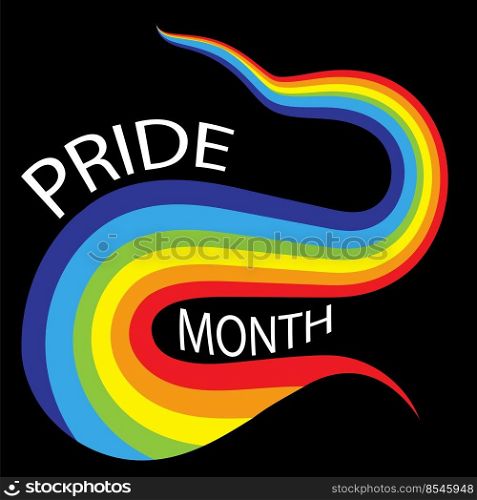 Pride Month Design Elements. Colorful Ribbon with LGBT Colors Isolated on Black Background. Rainbow Stripe Line. LGBTQ Concept.. Pride Month Design Elements. Colorful Ribbon with LGBT Colors Isolated. Rainbow Stripe Line. LGBTQ Concept.