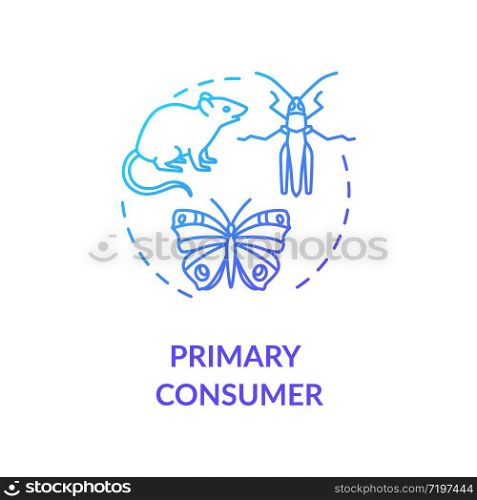 Primary consumer concept icon. Grazing food chain link. Herbivores and insects. Natural ecosystem idea thin line illustration. Vector isolated outline RGB color drawing