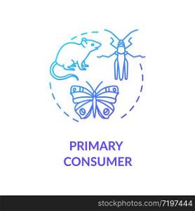 Primary consumer concept icon. Grazing food chain link. Herbivores and insects. Natural ecosystem idea thin line illustration. Vector isolated outline RGB color drawing