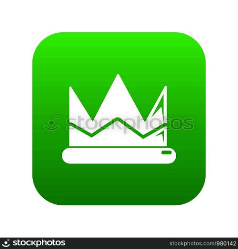 Prince crown icon green vector isolated on white background. Prince crown icon green vector