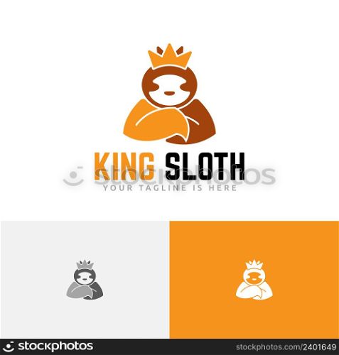 Prince King Sloth Golden Yellow Crown Mascot Logo