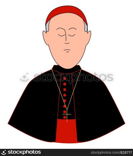 Prince of the church with cross, illustration, vector on white background.