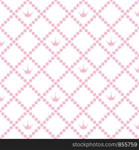 Princess Background Pattern with Pink Crown Stock Vector Illustration