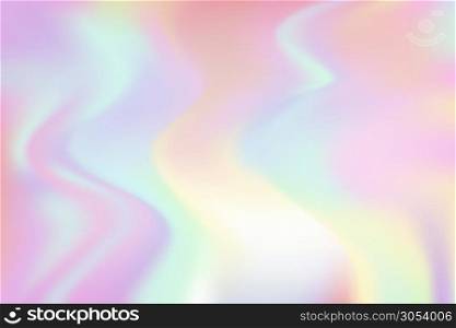 Princess background, soft pink dawn made in realistic style with clipping mask. Fantasy unicorn sky pearlescent backdrop. Cute unusual holographic wallpaper. Bright vector design.