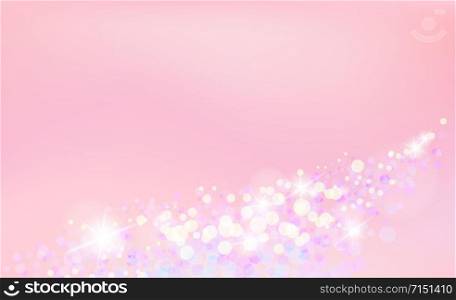 Princess background, soft pink dawn made in realistic style with clipping mask. Fantasy unicorn sky pearlescent backdrop. Cute unusual holographic wallpaper. Bright vector design.