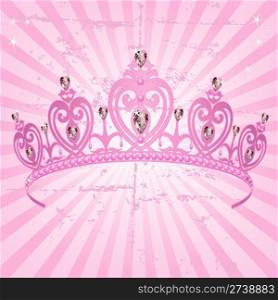 Princess Crown on radial grange background