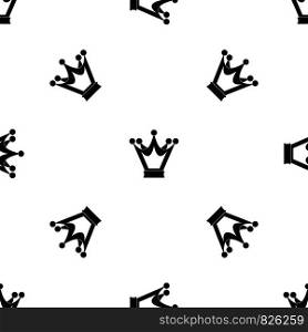 Princess crown pattern repeat seamless in black color for any design. Vector geometric illustration. Princess crown pattern seamless black