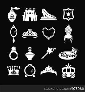 Princess doll icons set vector white isolated on grey background . Princess doll icons set grey vector