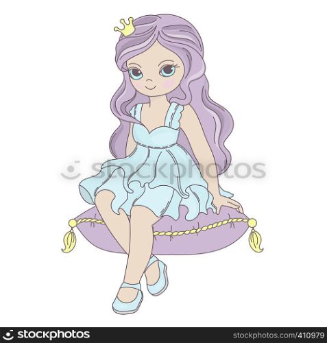 PRINCESS Fairy Tale Beautiful Girl Cartoon Vector Illustration