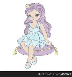 PRINCESS Fairy Tale Beautiful Girl Cartoon Vector Illustration