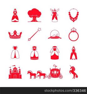 Princess icon set. Princess fairytale items. Vector illustration. Princess fairytale icon set