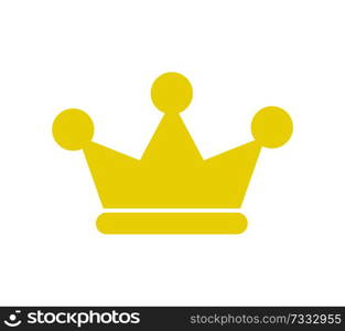 Princess party, crown made of gold, symbol of power and royalty, poster with royal element, vector illustration, isolated on white background. Princess Party Crown Poster Vector Illustration