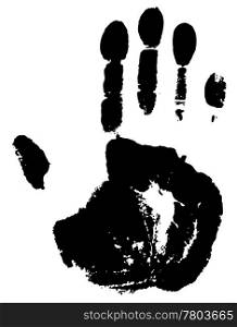 Print from a palm. Vector illustration. Black-and-white contour.